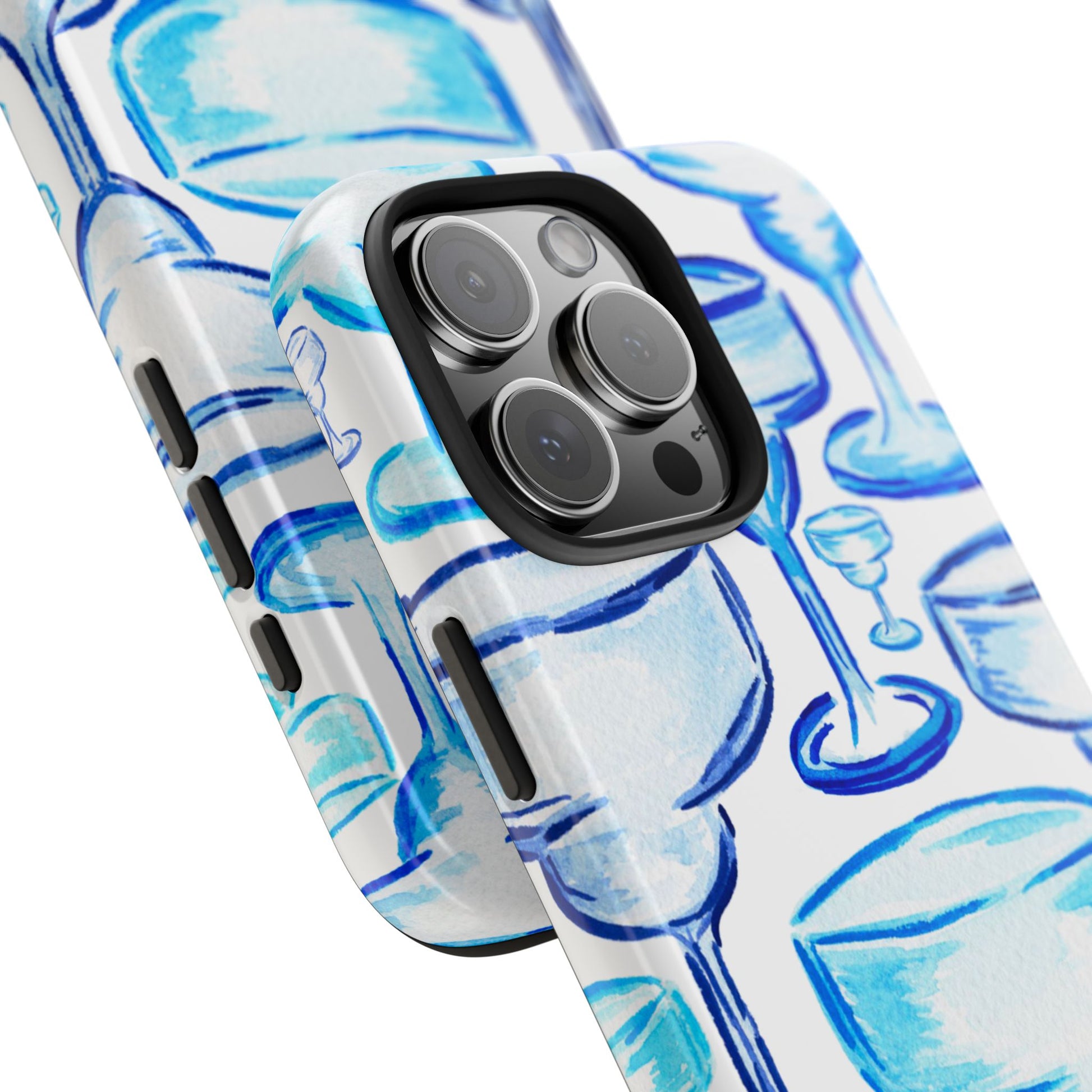 Coastal Shades of Blue Watercolor Margaritas Tough Phone Case | Various Models Available