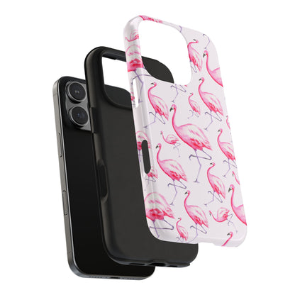 Pink Flamingos Watercolor Illustrated Tossed Pattern Blush Phone Case | Various Models