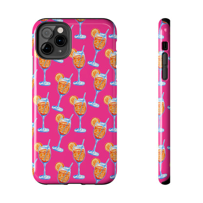 Orange & Blue Aperol Spritz Watercolor Pattern Hot Pink Phone Case | Various Models iPhone 11 Pro Max