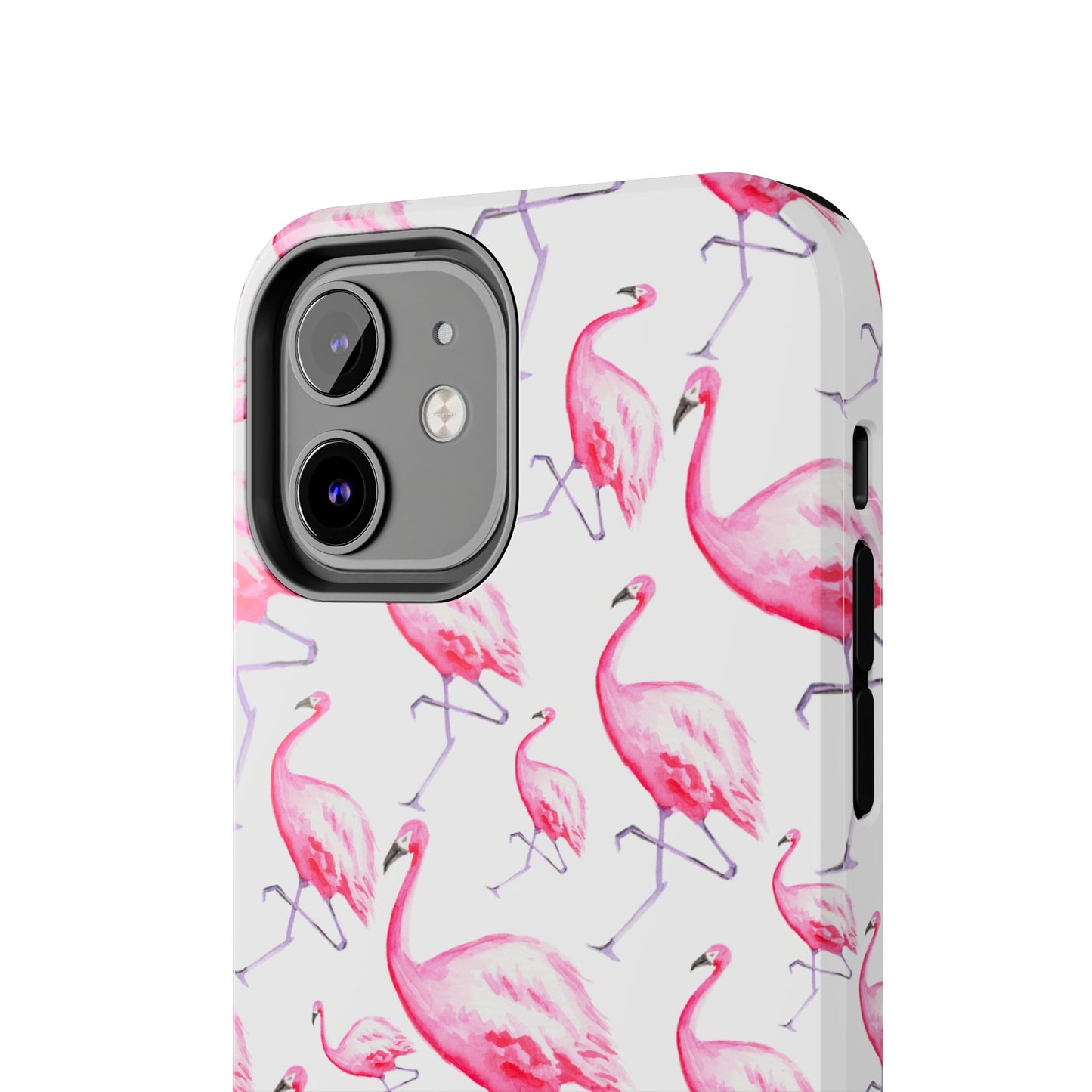 Hot Pink Flamingos Watercolor Illustrated Tossed Pattern Phone Case | Various Models