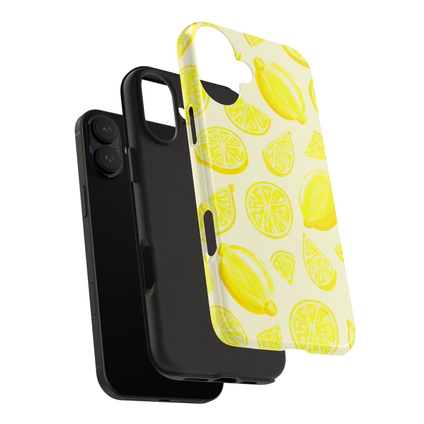 Bright Yellow Lemons Watercolor Illustrated Tossed Pattern Pale Yellow Tough Phone Case | Various Models