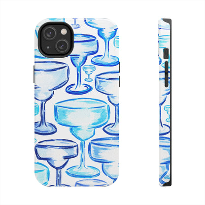 Coastal Shades of Blue Watercolor Margaritas Tough Phone Case | Various Models Available iPhone 14 Plus
