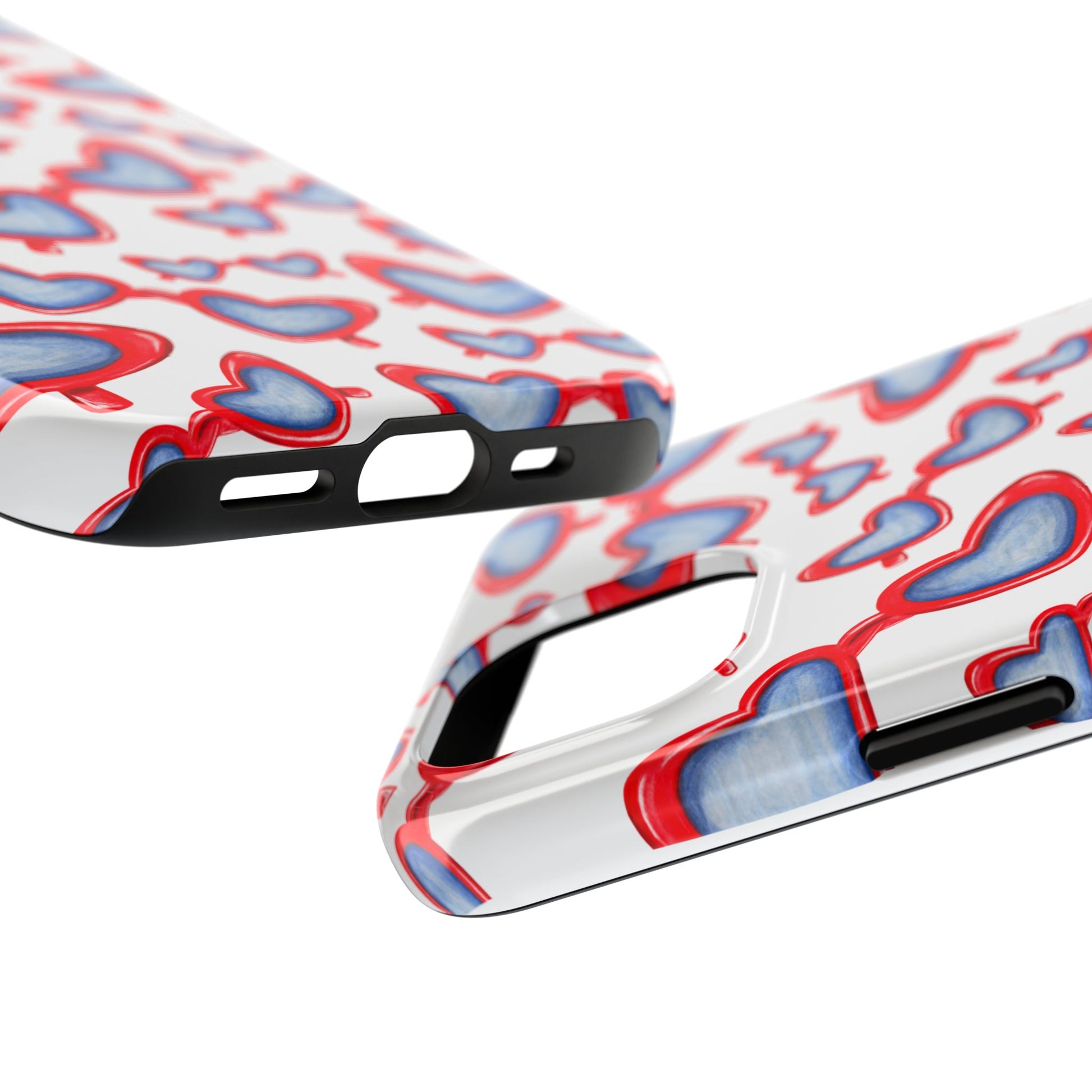 Red, White, & Blue Heart Shaped Watercolor Sunglasses Tossed Pattern Tough Phone Cases