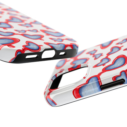 Red, White, & Blue Heart Shaped Watercolor Sunglasses Tossed Pattern Tough Phone Cases