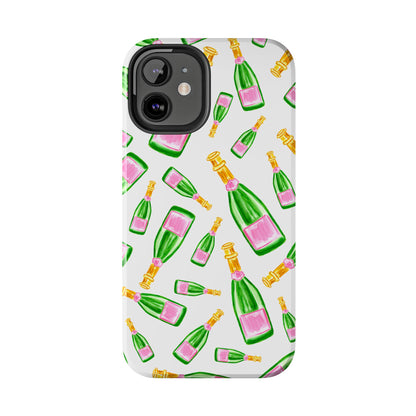Copy of Tossed Pink and Green Watercolor Illustrated Champagne Bottles Pattern Tough Phone Case | Various Models