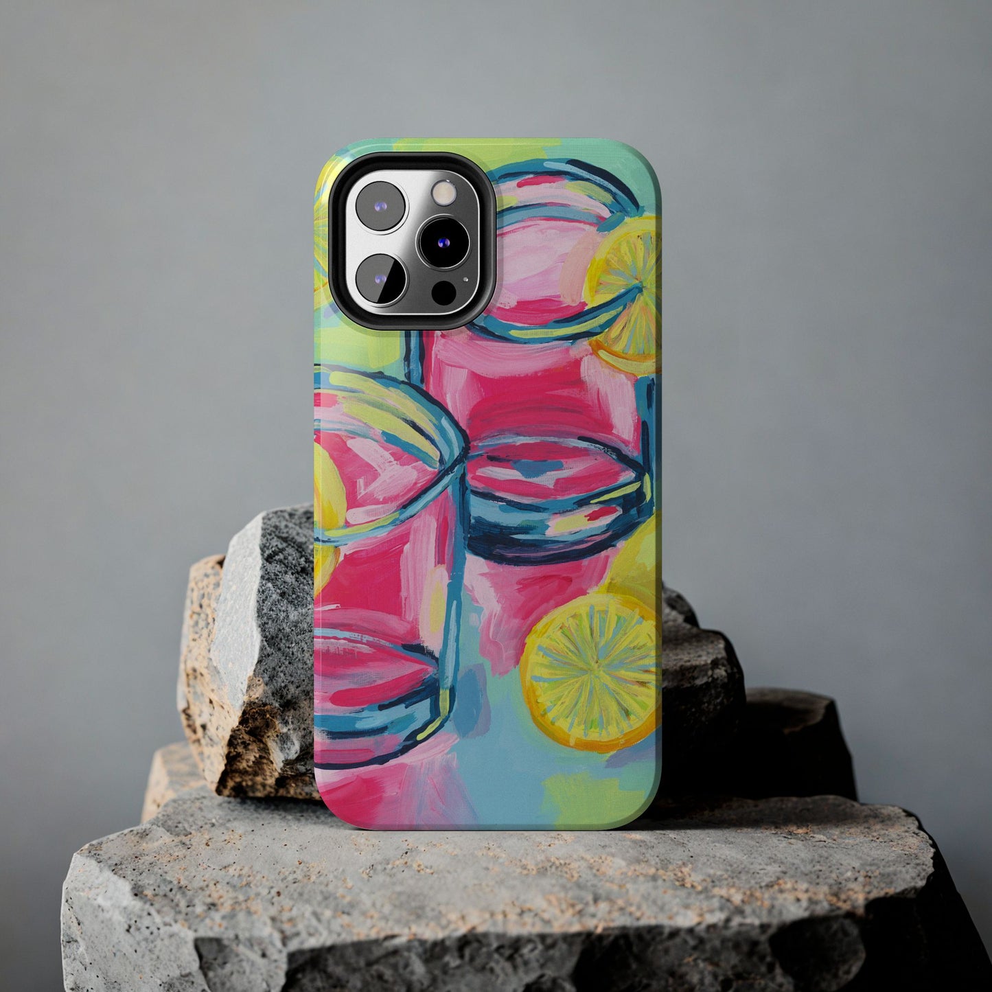 Pink Lemonade Abstract Acrylic Cocktails Tough Phone Case | Various Models Available