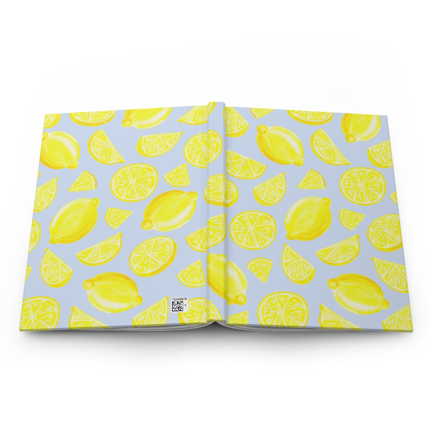 Yellow Lemons Watercolor Illustrated Light Pink Hardcover Journal Matte 8"x 5.75"