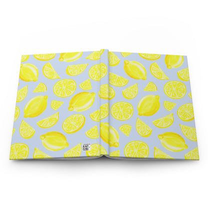 Yellow Lemons Watercolor Illustrated Light Pink Hardcover Journal Matte 8"x 5.75"