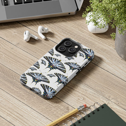 Light Blue Swallowtail Butterflies Watercolor Illustrated Pale Blue Tough Phone Case | Various Models