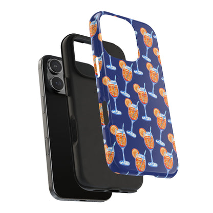 Orange & Blue Aperol Spritz Watercolor Pattern Navy Tough Case | Various Models
