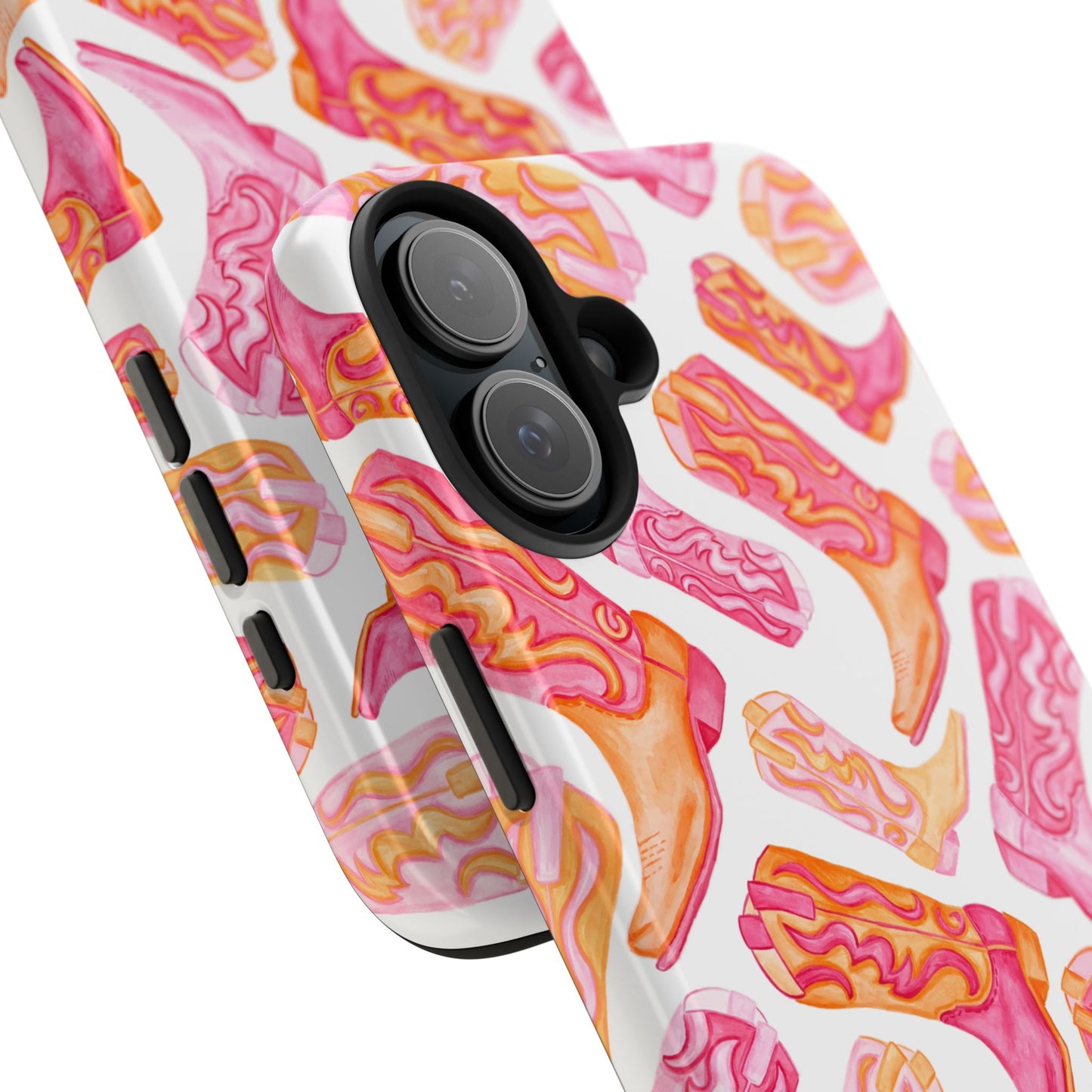 Tossed Hot Pink & Orange Cowboy Boots Tough Phone Cases | Various Models Available
