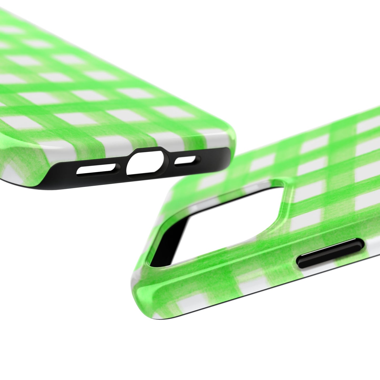 Lime Green Gingham Watercolor Illustrated Tough Phone Case | Various Models Available