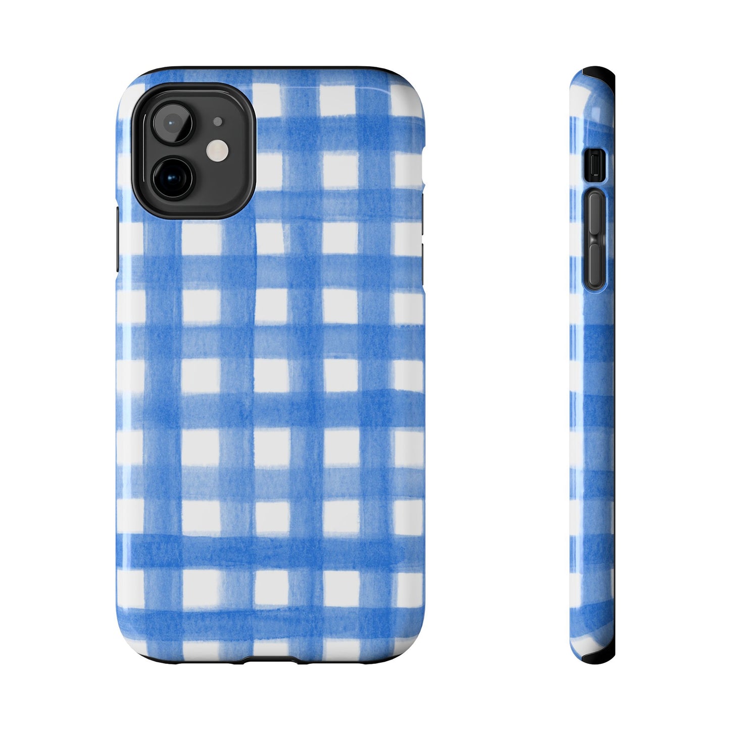 Blue Gingham Watercolor Preppy Tough Phone Case | Various models iPhone 11