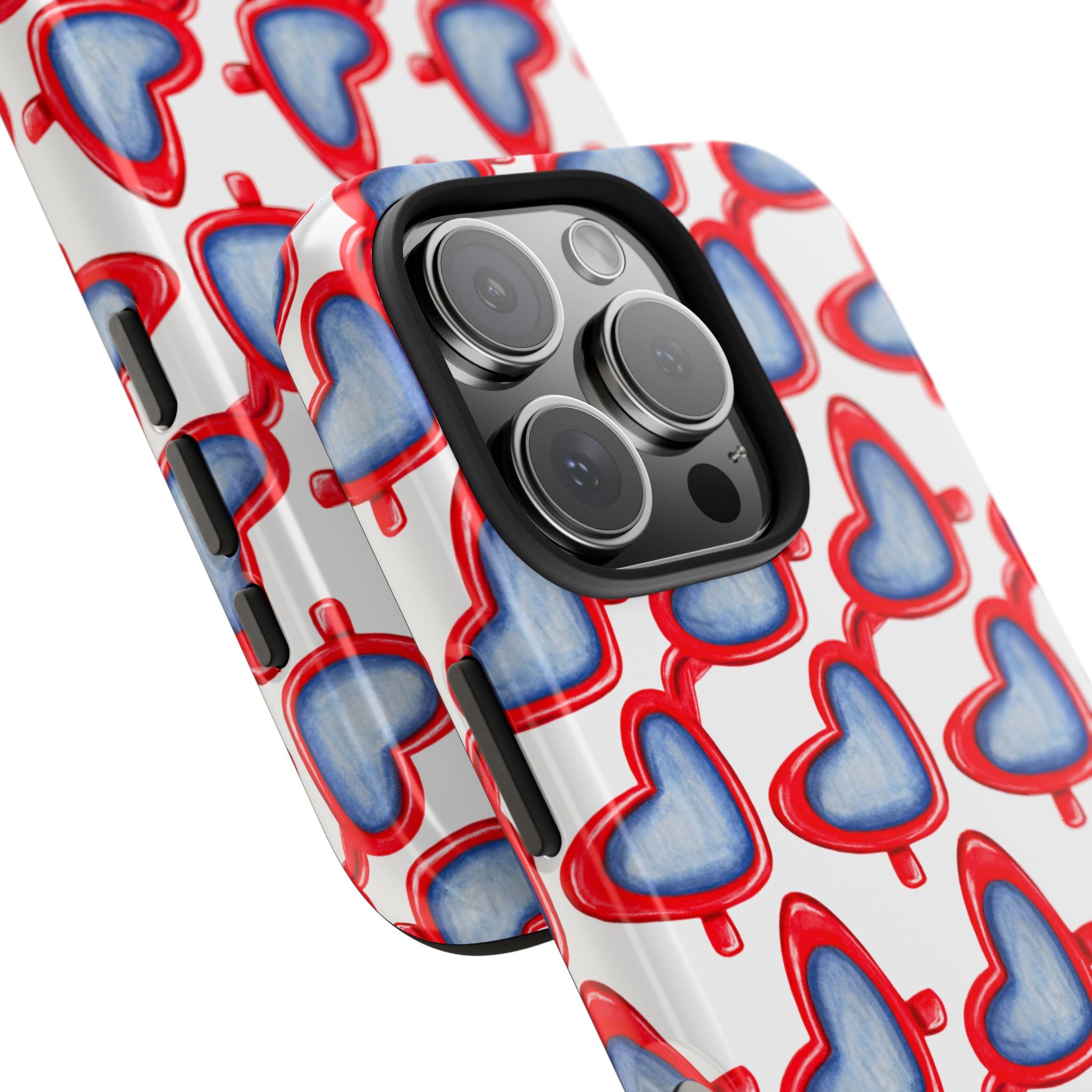 Red Heart Shaped Sunglasses Watercolor Illustrated Tough Phone Case | Various Models