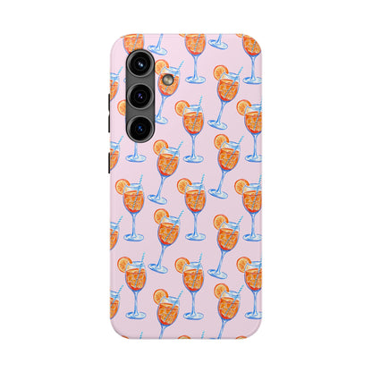 Orange & Blue Aperol Spritz Watercolor Patterned Blush Pink Tough Phone Case | Various Models Samsung Galaxy S24