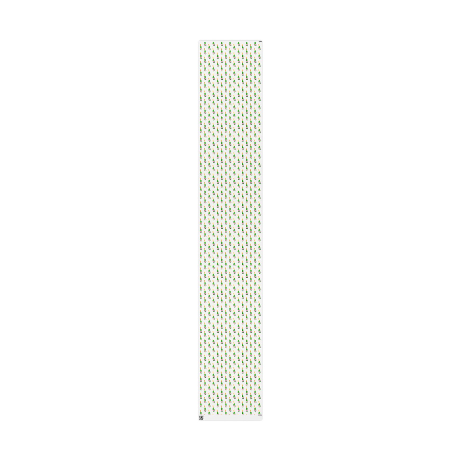 Gift Wrap | White Watercolor Pink & Green Champagne Bottles Pattern | Matte or Glossy 30" x 180" Matte