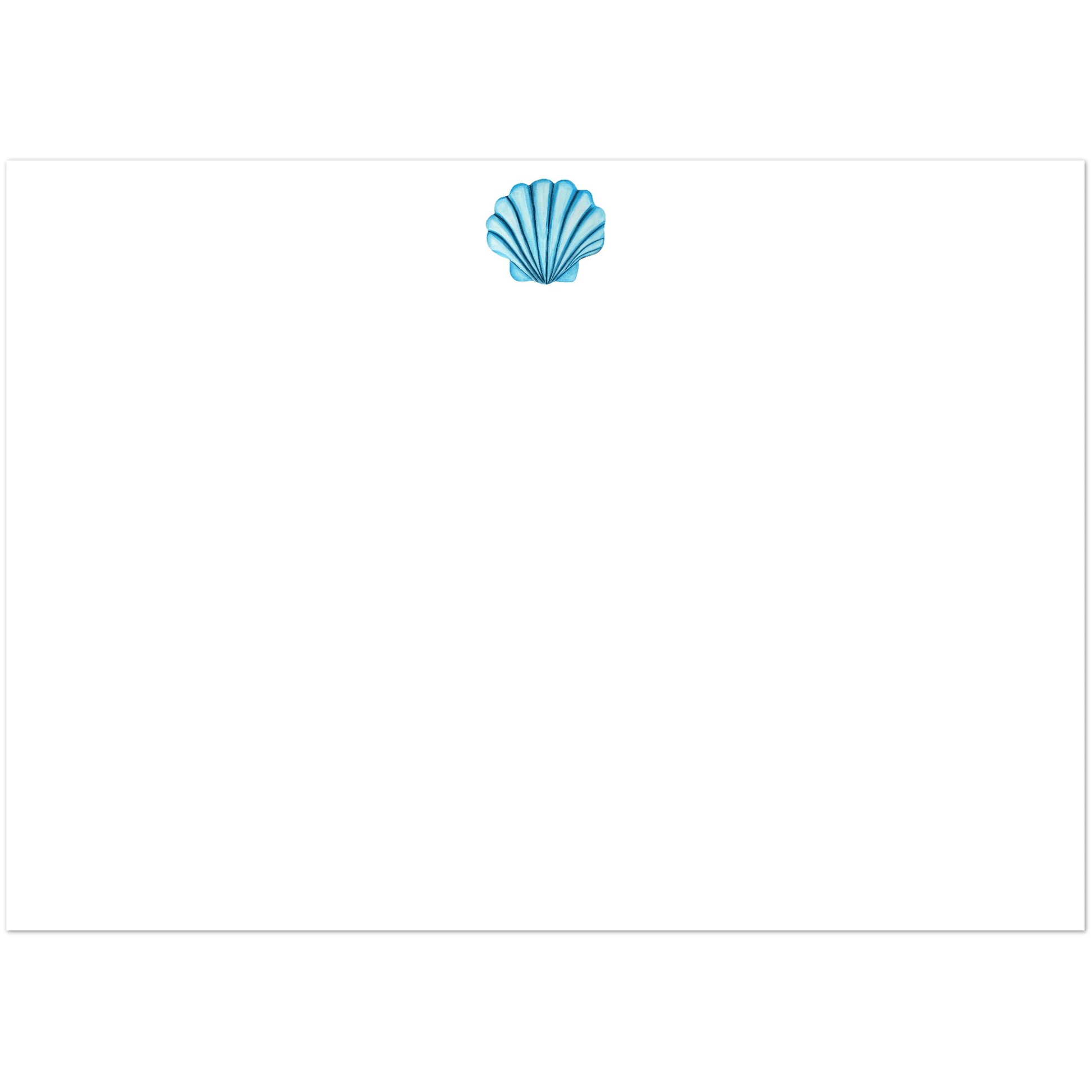 Set of 10 Flat Notecards & Envelopes Seashell Watercolor Illustration | Blue or Turquoise | 2 Sizes 5R (5 x 7″) Turquoise