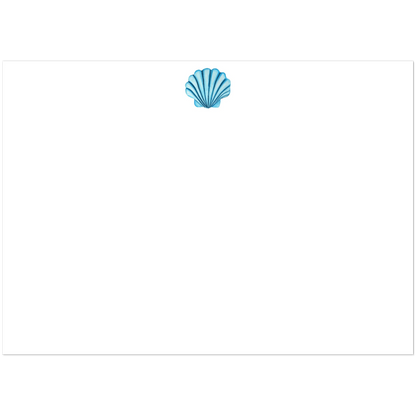 Set of 10 Flat Notecards & Envelopes Seashell Watercolor Illustration | Blue or Turquoise | 2 Sizes 5R (5 x 7″) Turquoise