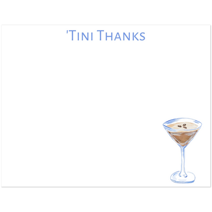 'Tini Thanks Espresso Martini Watercolor Illustrated Flat Note Cards & Envelopes | Set of 10 || Two Sizes
