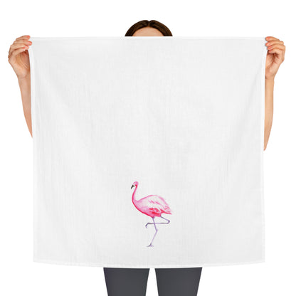 Pink Flamingo Watercolor Illustrated Tea Towel