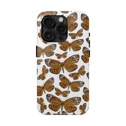 Black & Orange Butterfly Watercolor Illustrated Tossed Pattern Tough Phone Case | Various Models iPhone 15 Pro