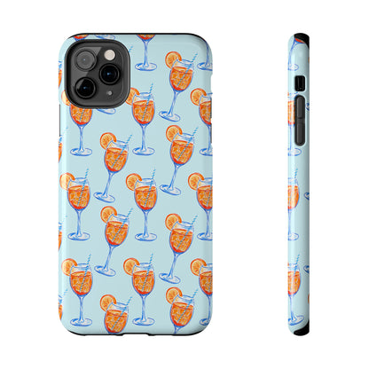 Orange & Blue Aperol Spritz Watercolor Pattern Turquoise Phone Case | Various Models iPhone 11 Pro Max