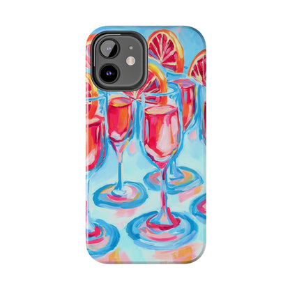 Pink Blood Orange Mimosas Blue Champagne Flute Acrylic Tough Phone Case | Various Models Available