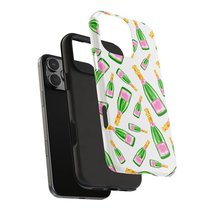 Copy of Tossed Pink and Green Watercolor Illustrated Champagne Bottles Pattern Tough Phone Case | Various Models
