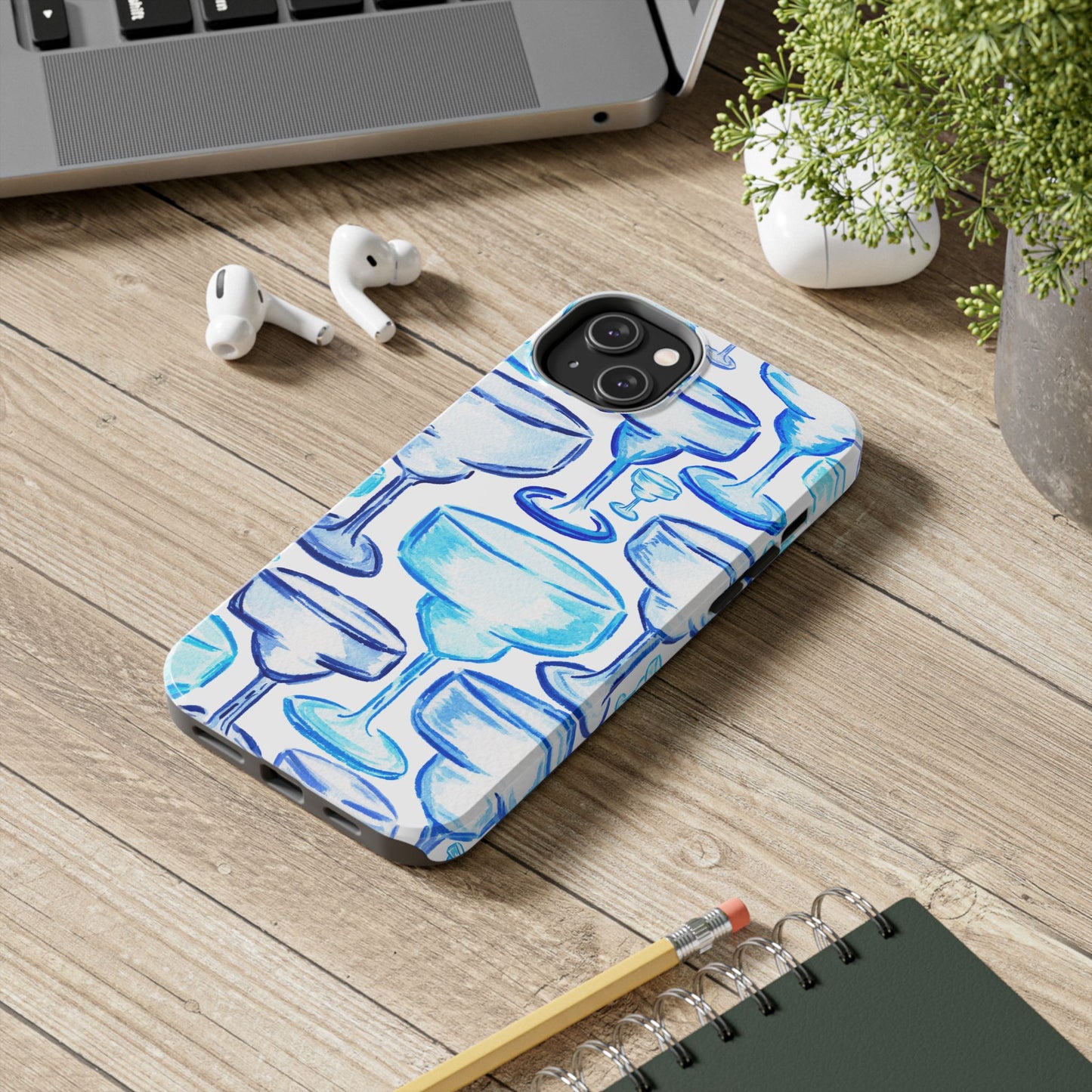 Coastal Shades of Blue Watercolor Margaritas Tough Phone Case | Various Models Available
