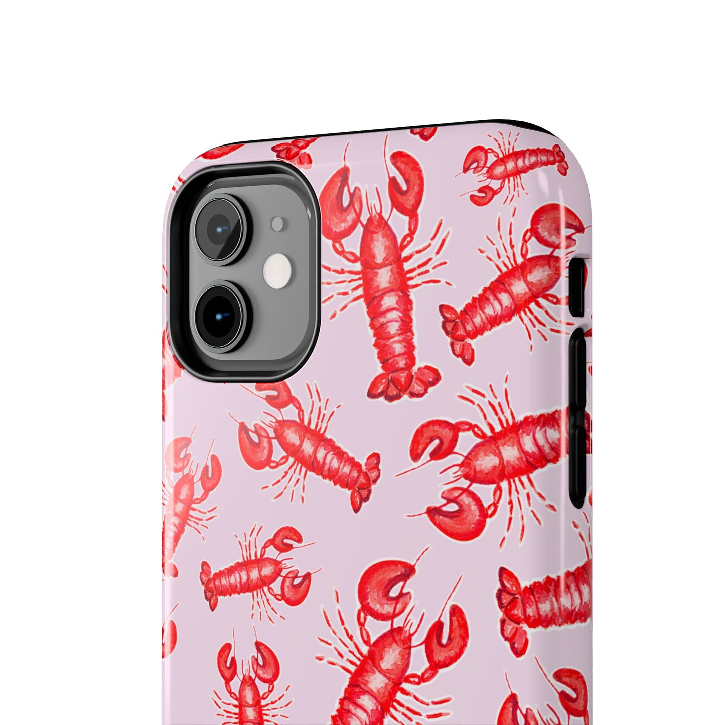 Red Lobster Watercolor Illustrated Tossed Pattern Light Pink Coastal Nautical Tough Phone Case | Various Models
