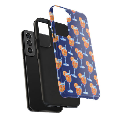 Orange & Blue Aperol Spritz Watercolor Pattern Navy Tough Case | Various Models