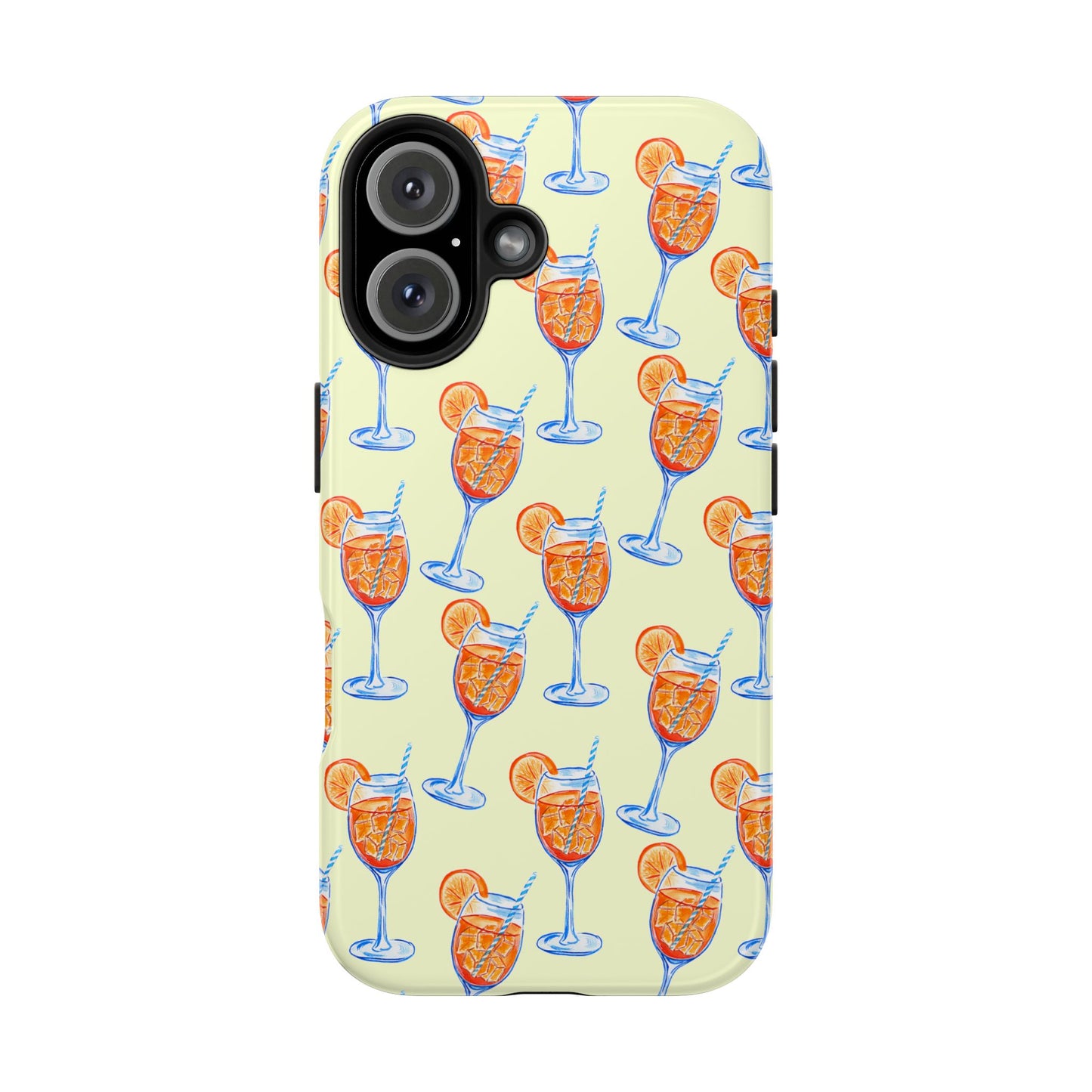 Lemon Yellow Orange & Blue Aperol Spritz Watercolor Patterned Tough Phone Case | Various Models iPhone 16