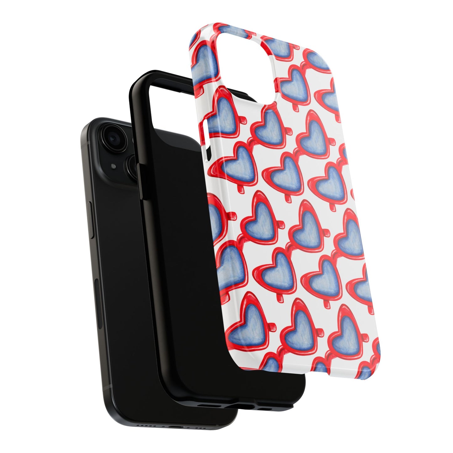 Red Heart Shaped Sunglasses Watercolor Illustrated Tough Phone Case | Various Models