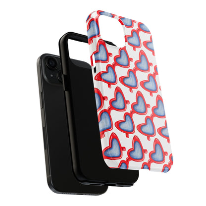 Red Heart Shaped Sunglasses Watercolor Illustrated Tough Phone Case | Various Models