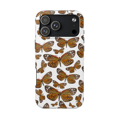 Black & Orange Butterfly Watercolor Illustrated Tossed Pattern Tough Phone Case | Various Models iPhone 17 Pro Max