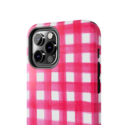 Hot Pink Gingham Watercolor Preppy Tough Phone Case | Various models