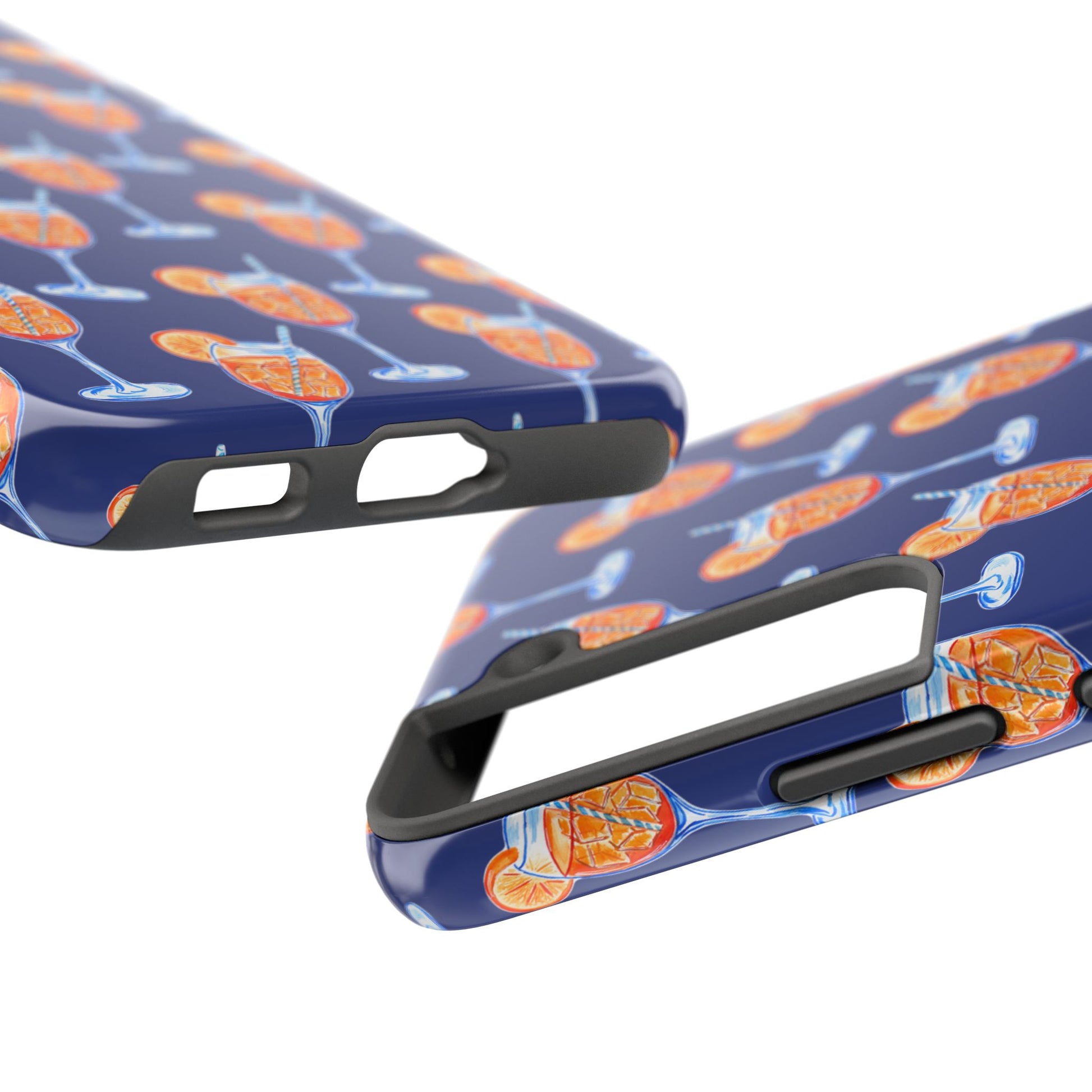 Orange & Blue Aperol Spritz Watercolor Pattern Navy Tough Case | Various Models