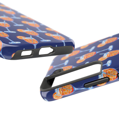 Orange & Blue Aperol Spritz Watercolor Pattern Navy Tough Case | Various Models