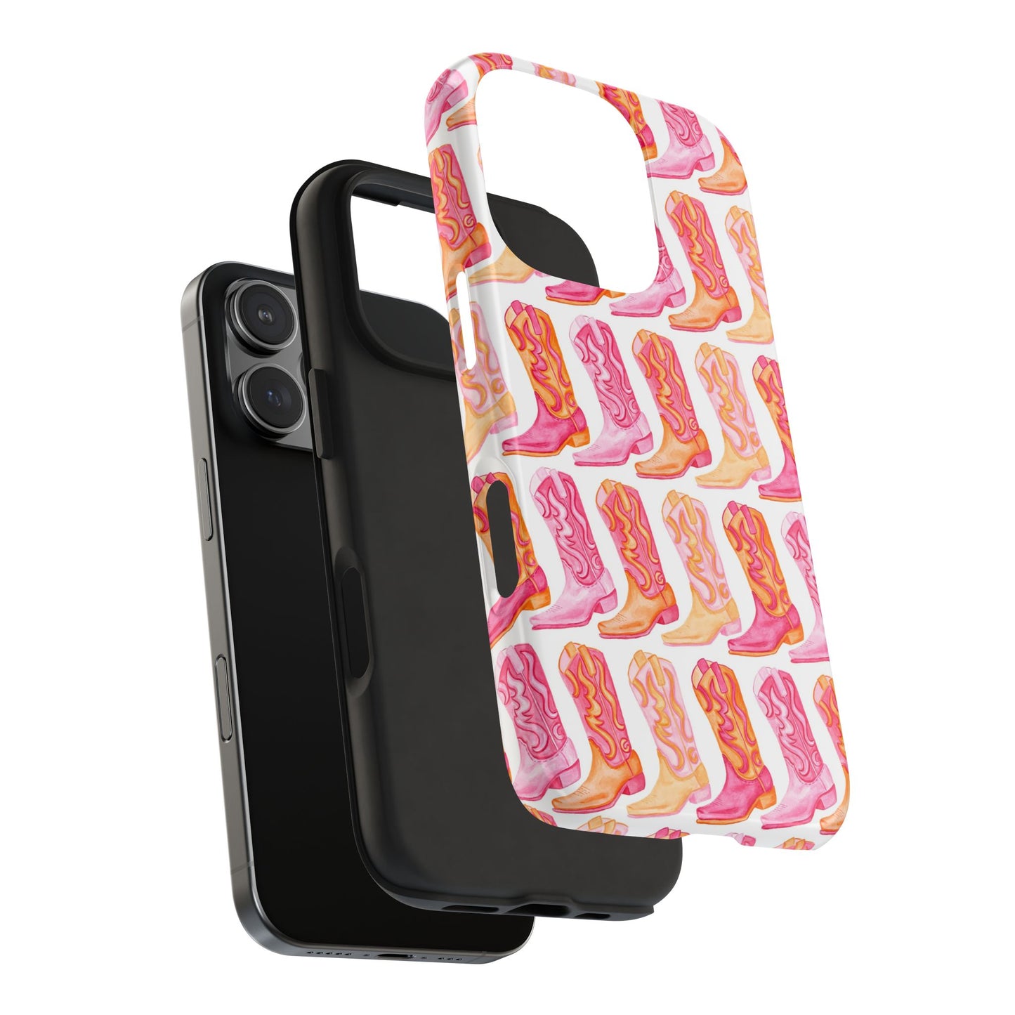 Rows of Hot Pink & Orange Cowboy Boots Tough Phone Cases | Various Models Available