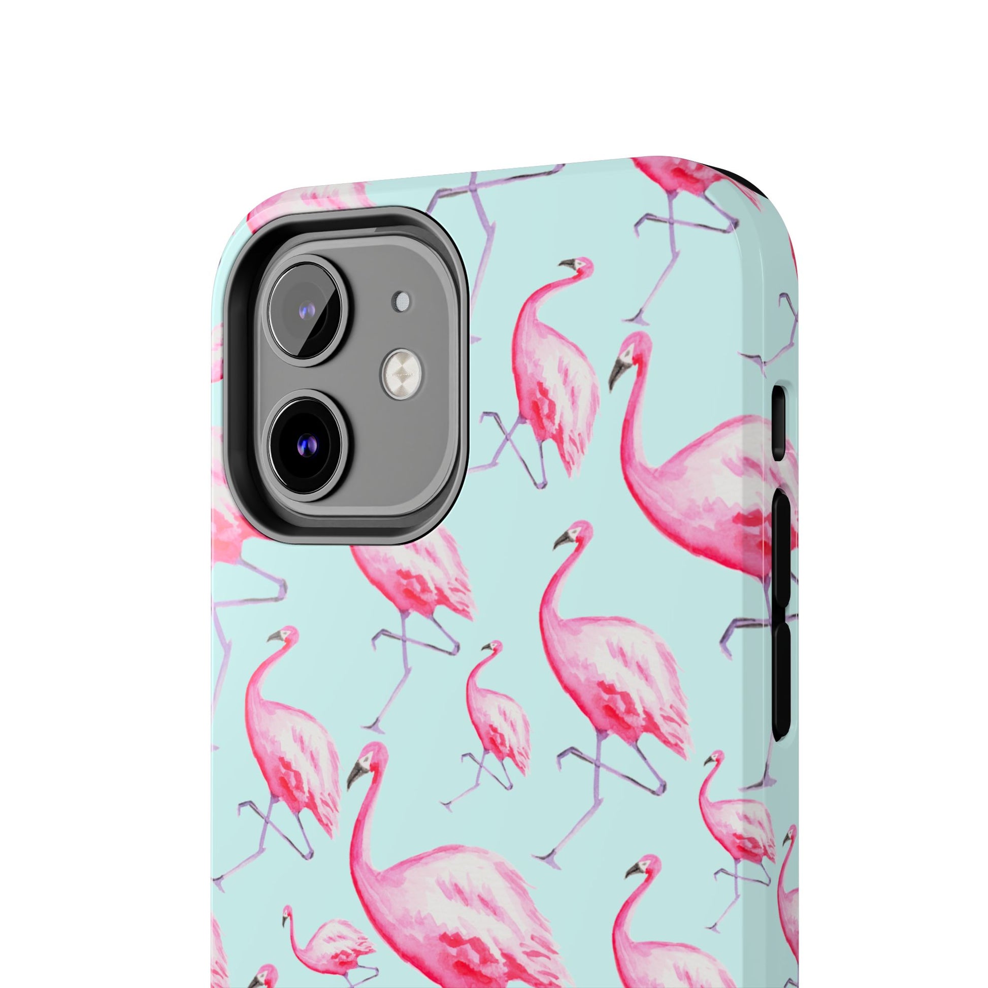 Pink Flamingos Watercolor Illustrated Tossed Pattern Blue Phone Case | Various Models