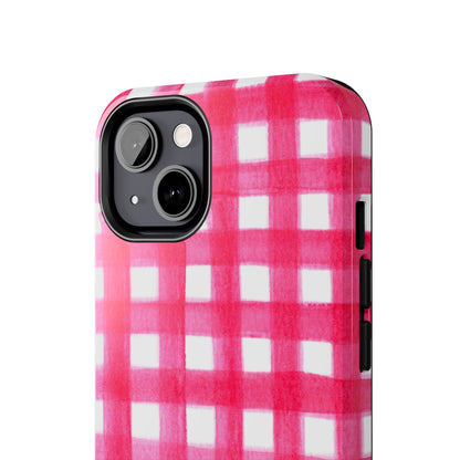Hot Pink Gingham Watercolor Preppy Tough Phone Case | Various models