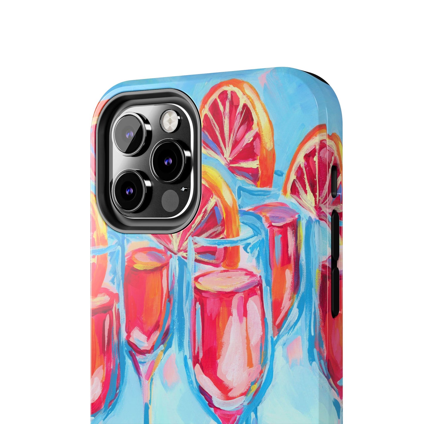 Pink Blood Orange Mimosas Blue Champagne Flute Acrylic Tough Phone Case | Various Models Available