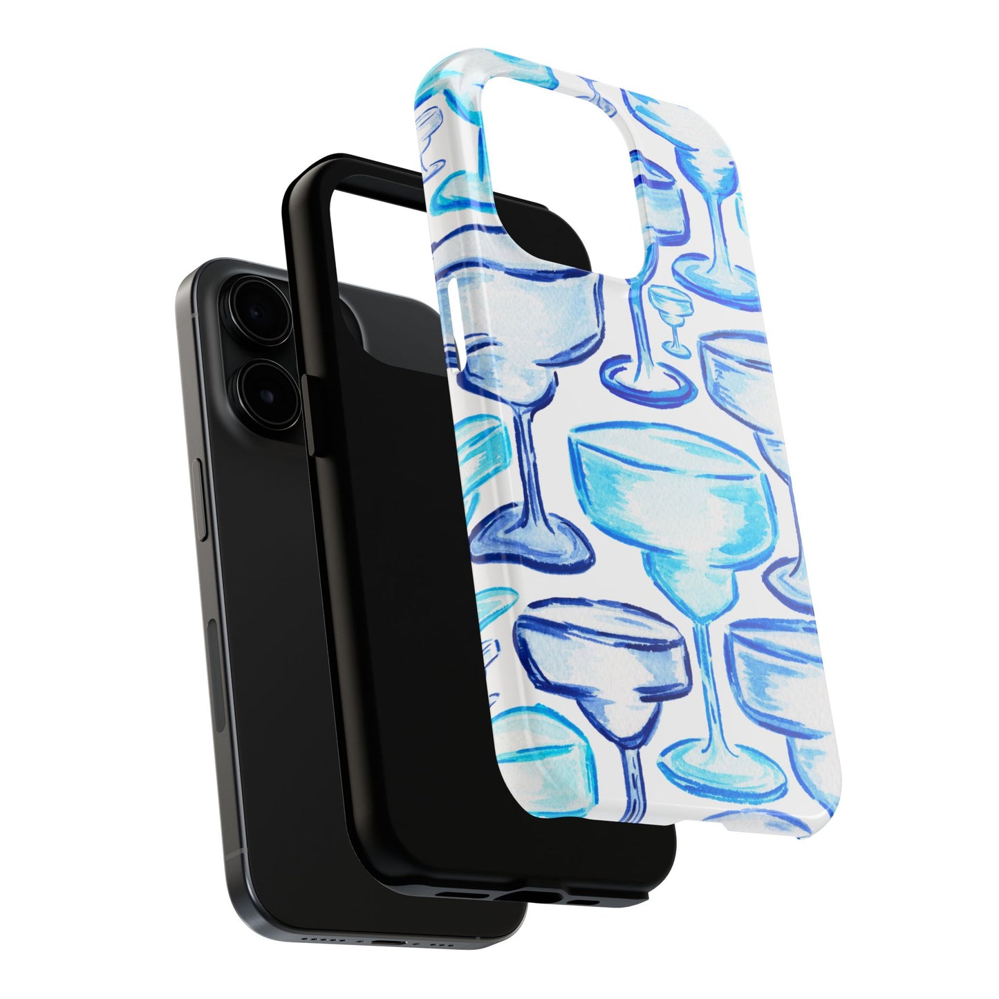 Coastal Shades of Blue Watercolor Margaritas Tough Phone Case | Various Models Available