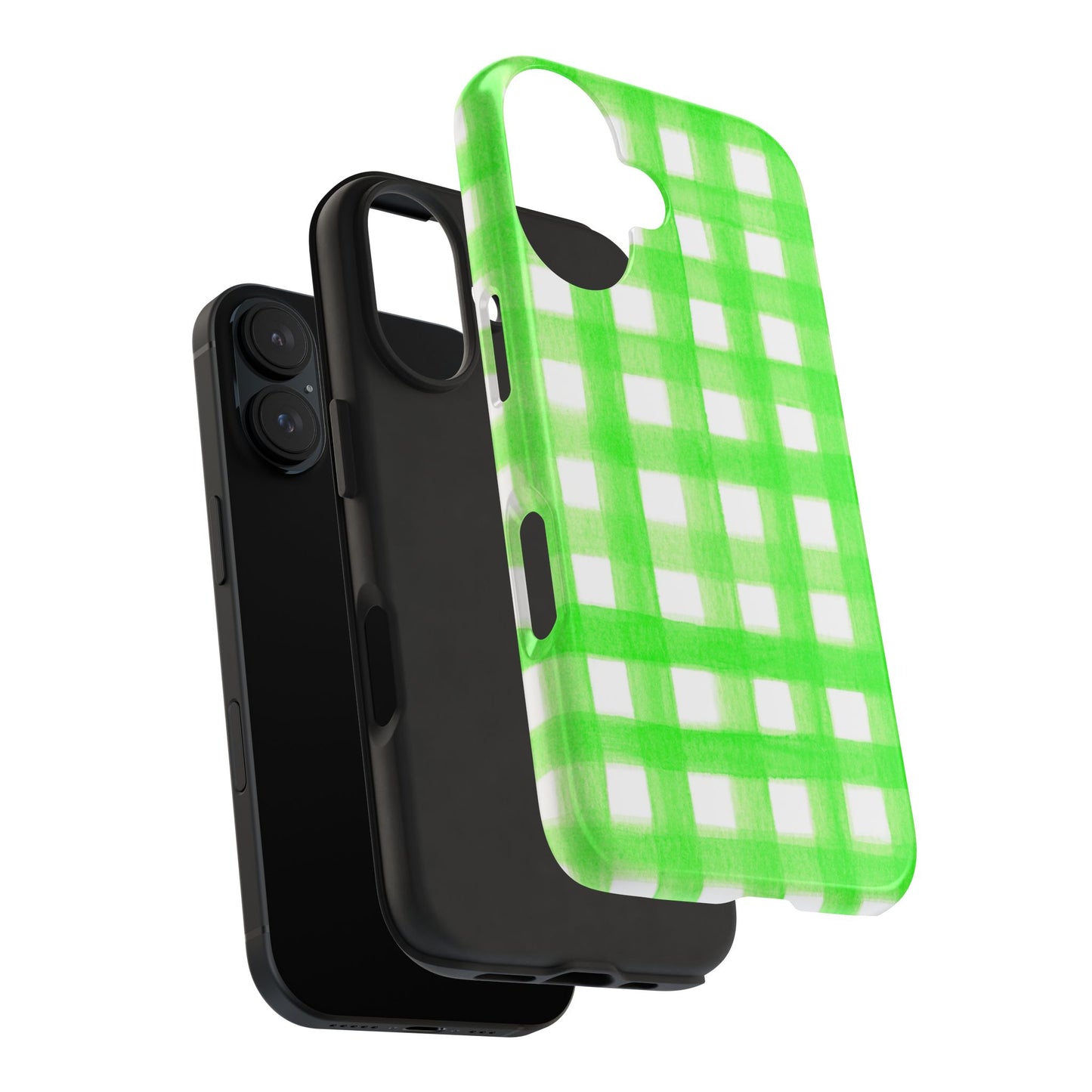 Lime Green Gingham Watercolor Illustrated Tough Phone Case | Various Models Available