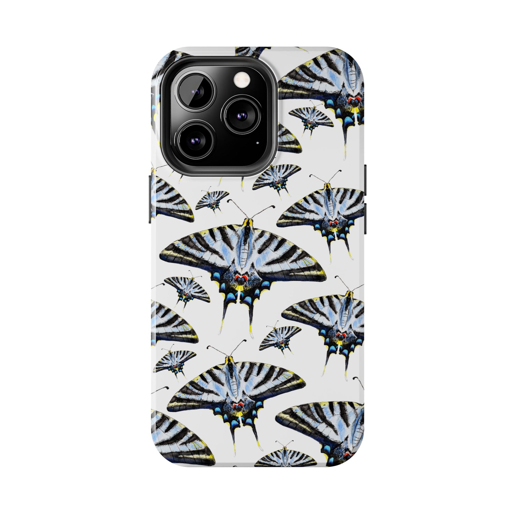 Light Blue Swallowtail Butterflies Watercolor Illustrated Pale Blue Tough Phone Case | Various Models