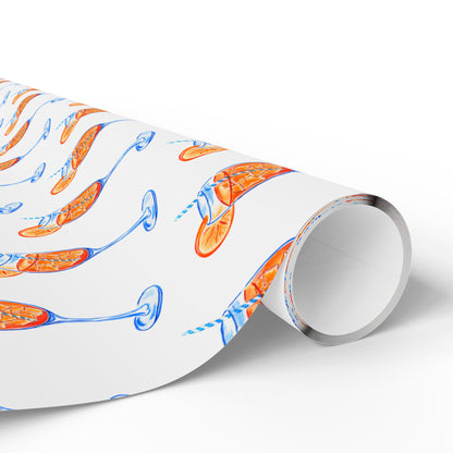 Aperol Spritz Gift Wrap Watercolor Illustrated | Matte or Glossy