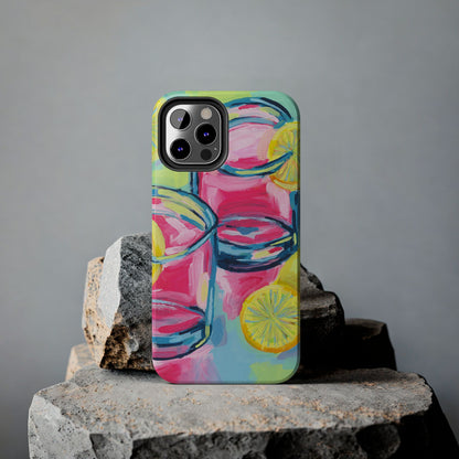 Pink Lemonade Abstract Acrylic Cocktails Tough Phone Case | Various Models Available