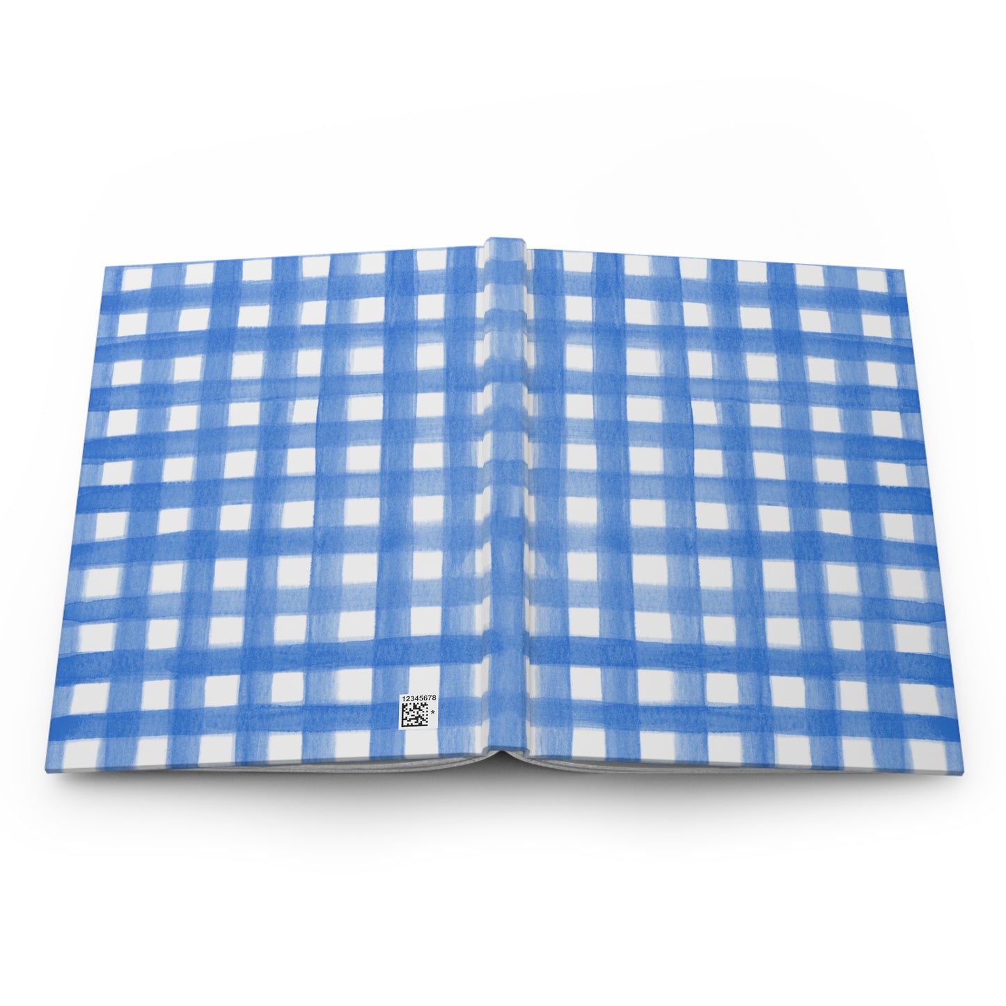Blue Gingham Watercolor Illustrated Hardcover Lined Journal Matte 8"x5.75"