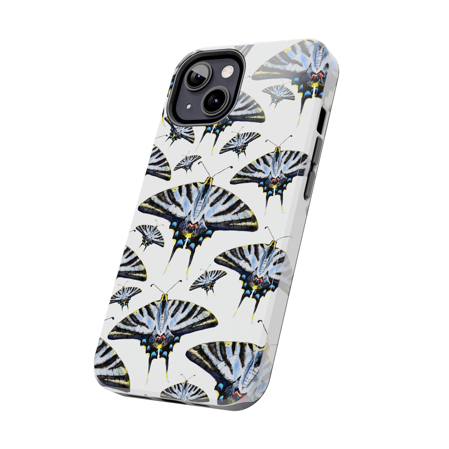 Light Blue Swallowtail Butterflies Watercolor Illustrated Pale Blue Tough Phone Case | Various Models