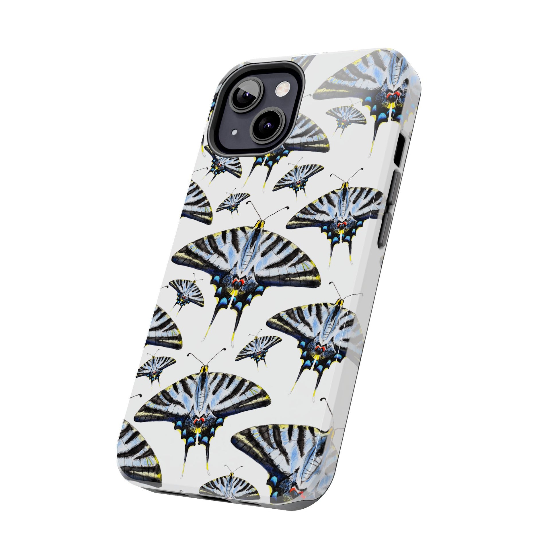 Light Blue Swallowtail Butterflies Watercolor Illustrated Pale Blue Tough Phone Case | Various Models